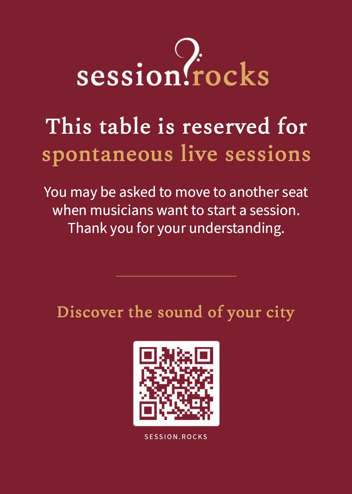 Preview of the printable session.rocks table card